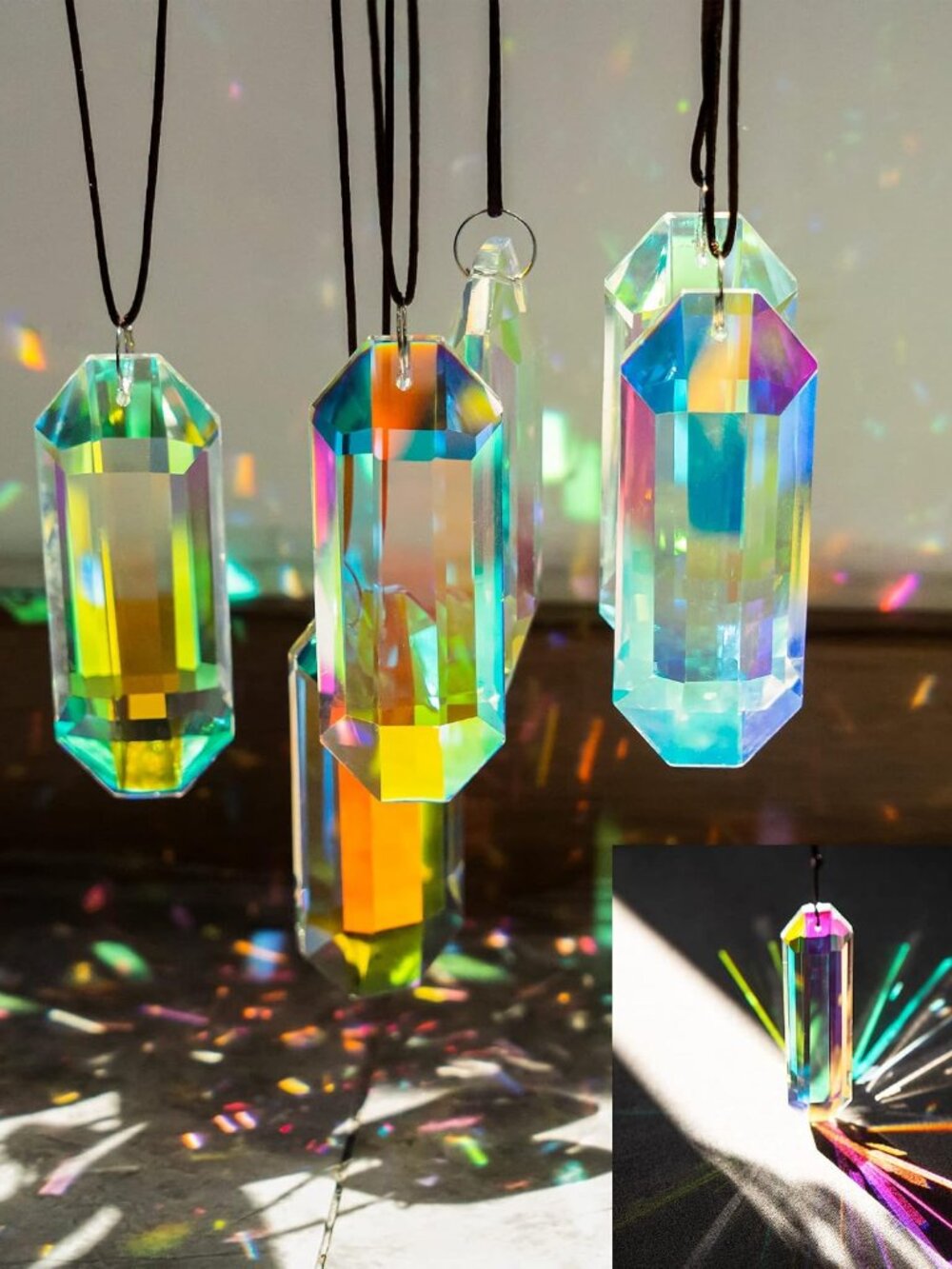 6 Pack 3'' Crystal Sun Catchers, Rainbow Maker Hanging Crytals for Windows